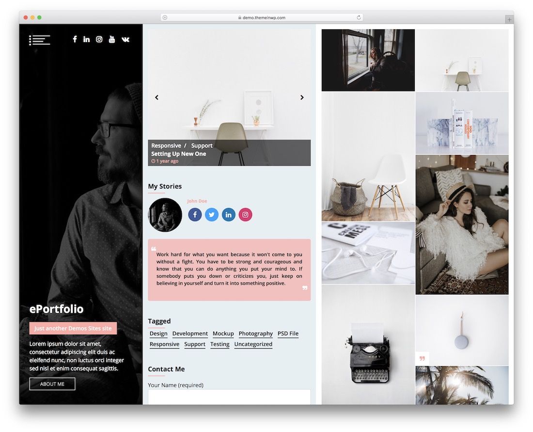 eportfolio galleria gratuita tema wordpress