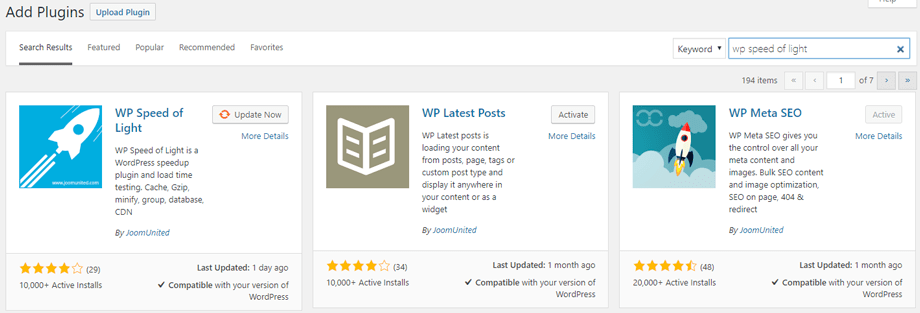 WP Speed of Light - Melhor plugin para acelerar seu site WordPress WP Speed of Light - Installation