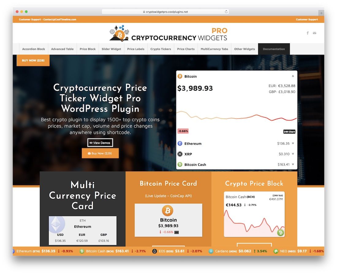 widgets de crypto-monnaie pro