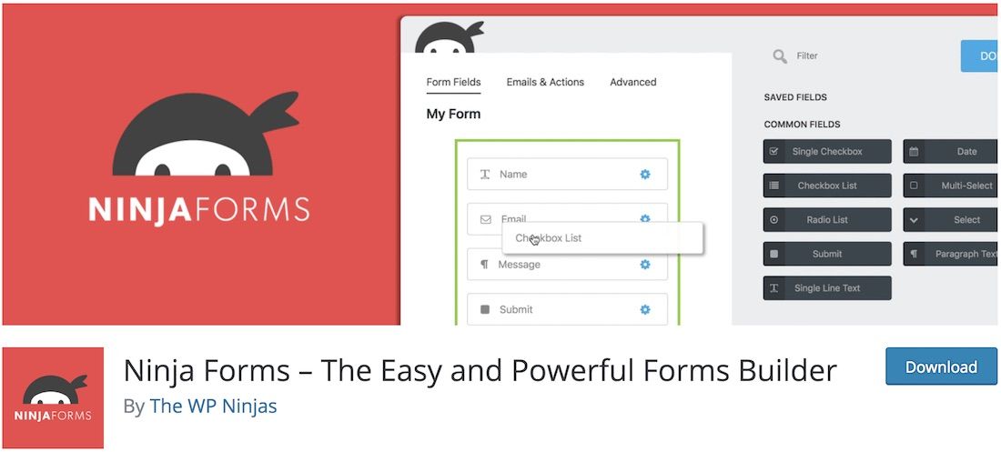 formulários ninja plugin wordpress de formulário de contato gratuito