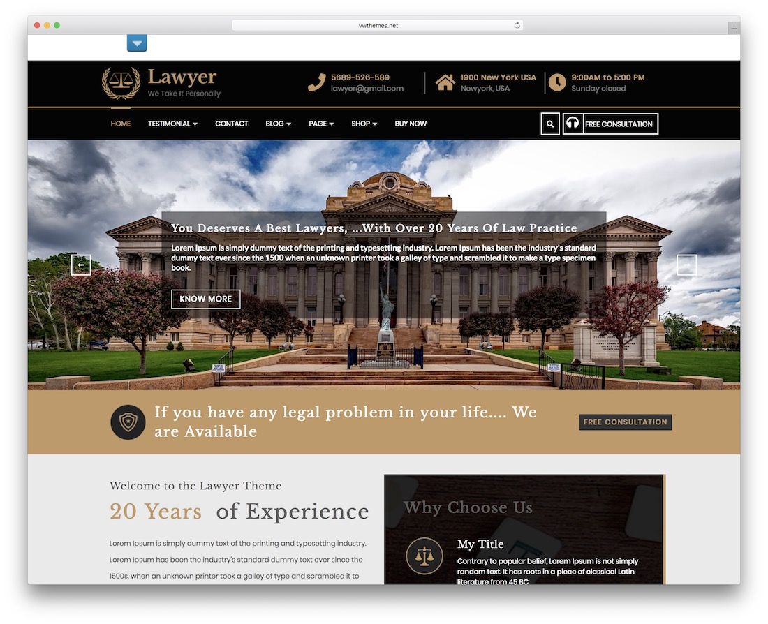 бесплатная тема WordPress для юристов vw