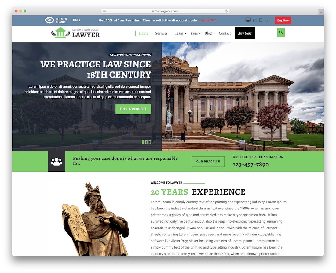 Многофункциональная бесплатная тема WordPress для юристов