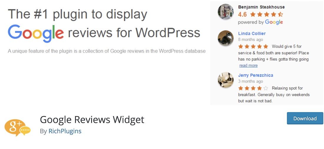 谷歌评论小部件 wordpress 插件