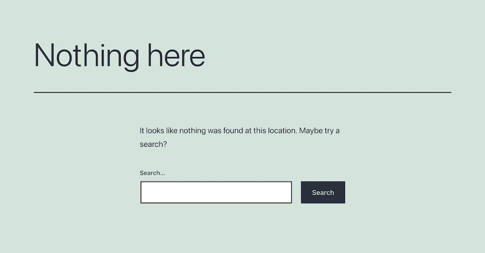 หน้า WordPress 404 ที่มีแถบค้นหา