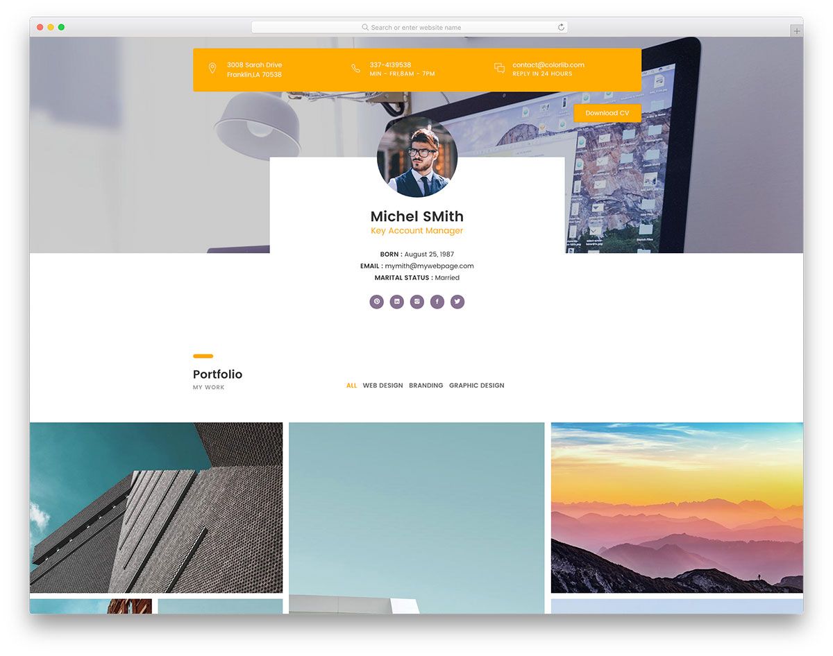 Plantilla de portafolio de CV gratis