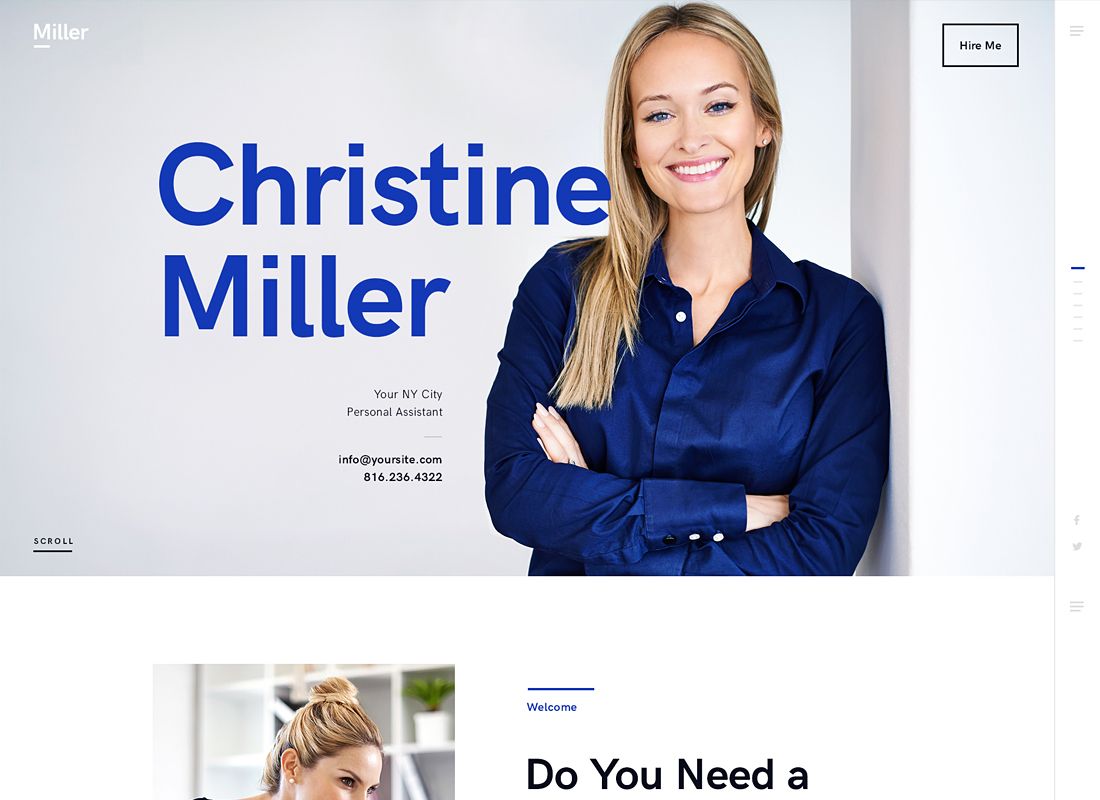 Miller | Motyw WordPress osobisty asystent i usługi administracyjne