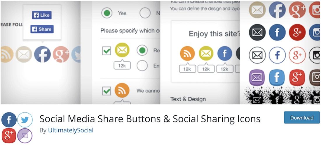 icônes de médias sociaux ultimes plugin de partage social wordpress