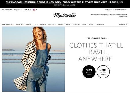 CTA 示例：Madewell