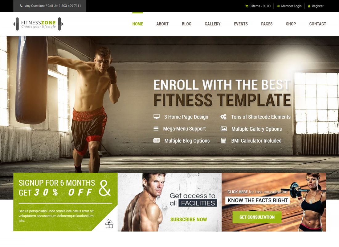 Zona Kebugaran | Gym & Fitness Theme, sangat cocok untuk pusat kebugaran dan Gym