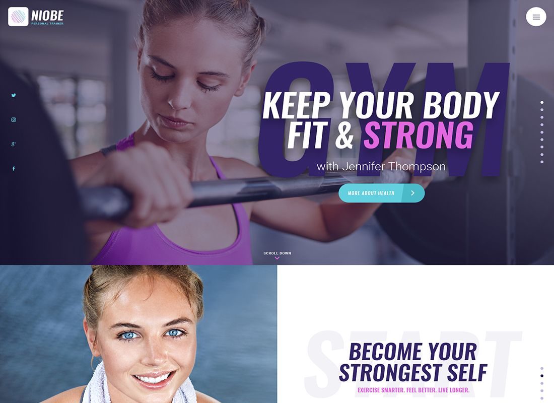 Niobe | Tema WordPress Pelatih Gym & Pelatih Nutrisi