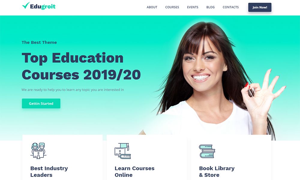 Edugroit - 在线课程网站模板 WordPress 主题