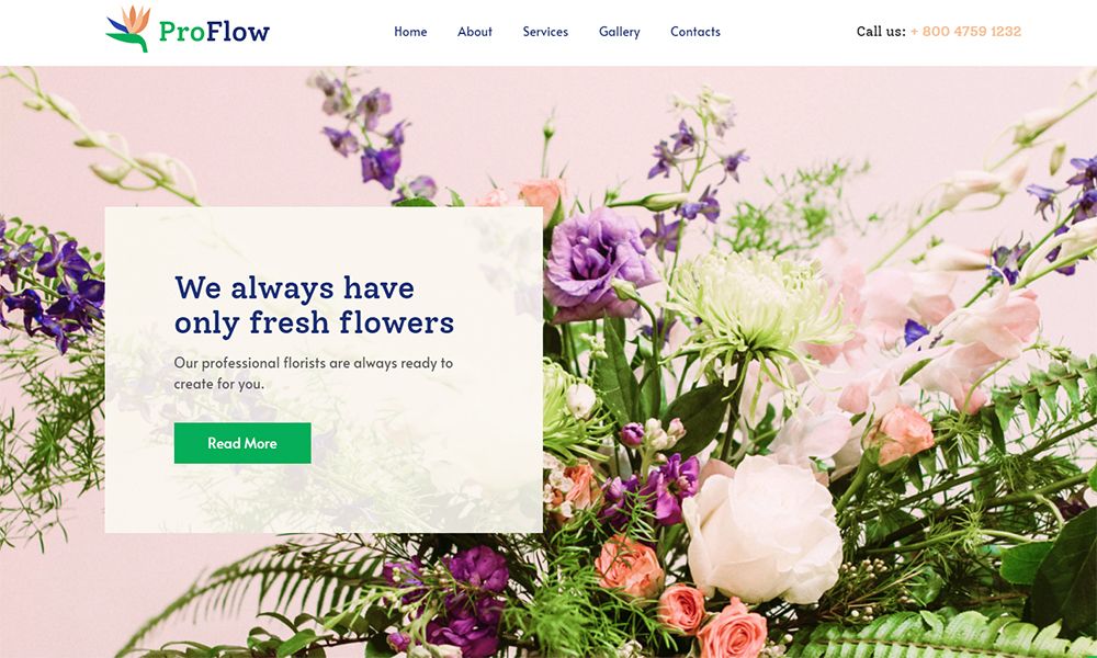 ProFlow - 当代和简约的花店 WordPress 主题
