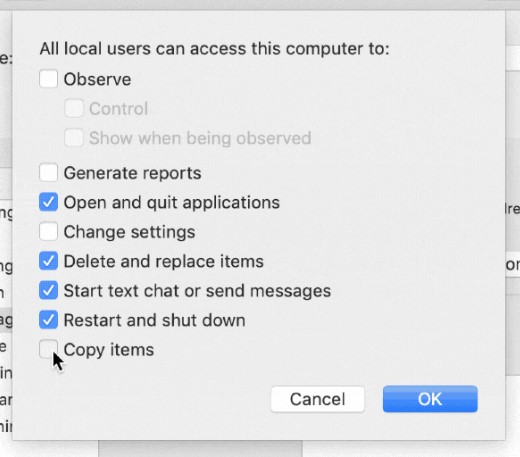Mac 的远程管理菜单截图