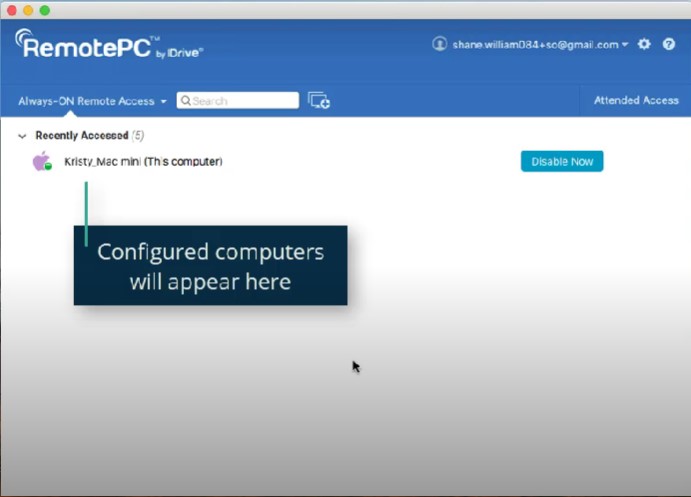 一台设备的 RemotePC 设备列表截图