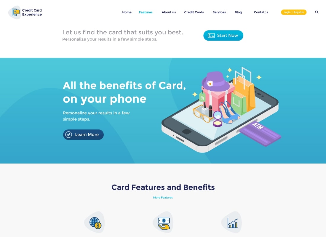 Kredi Kartı Deneyimi | Kredi Şirketi ve Çevrimiçi Bankacılık WordPress Teması