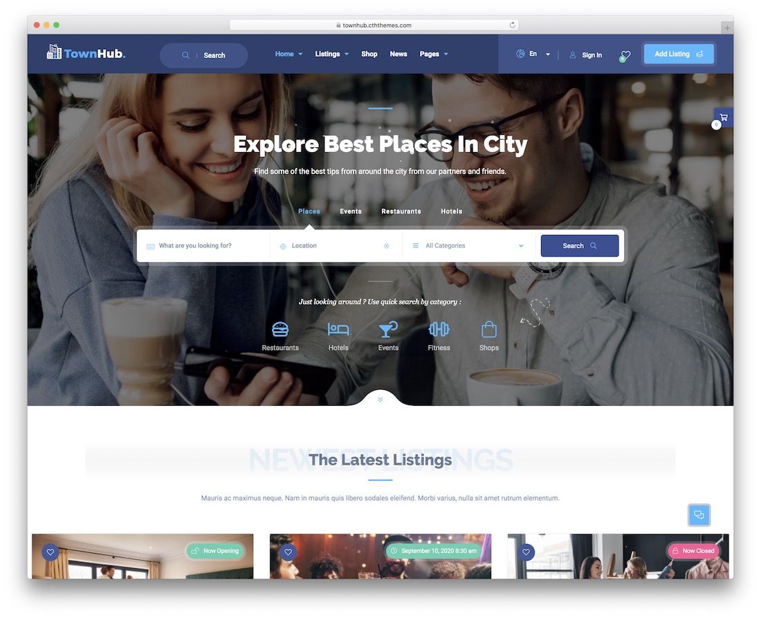 tema wordpress baru townhub