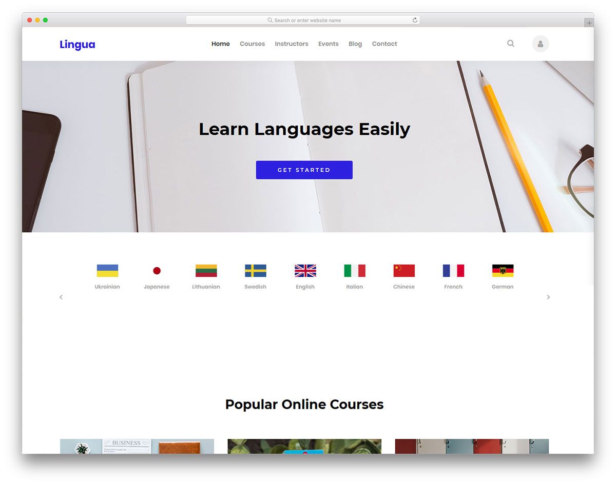 Modello gratuito di lingua