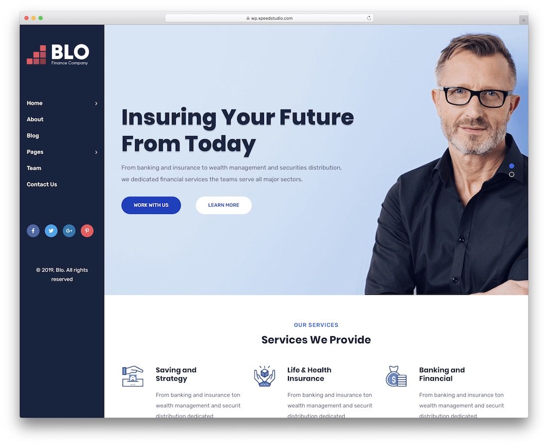 modello di sito Web blo