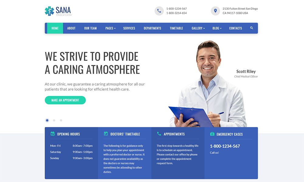Sana - Templat Situs Web Responsif Medis Bersih