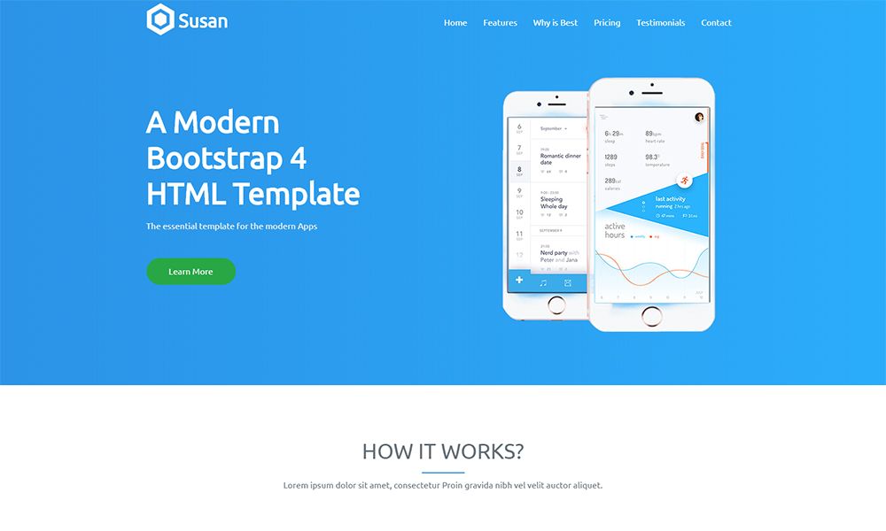 Susan - Template Landing HTML5 Template Halaman Landing Aplikasi