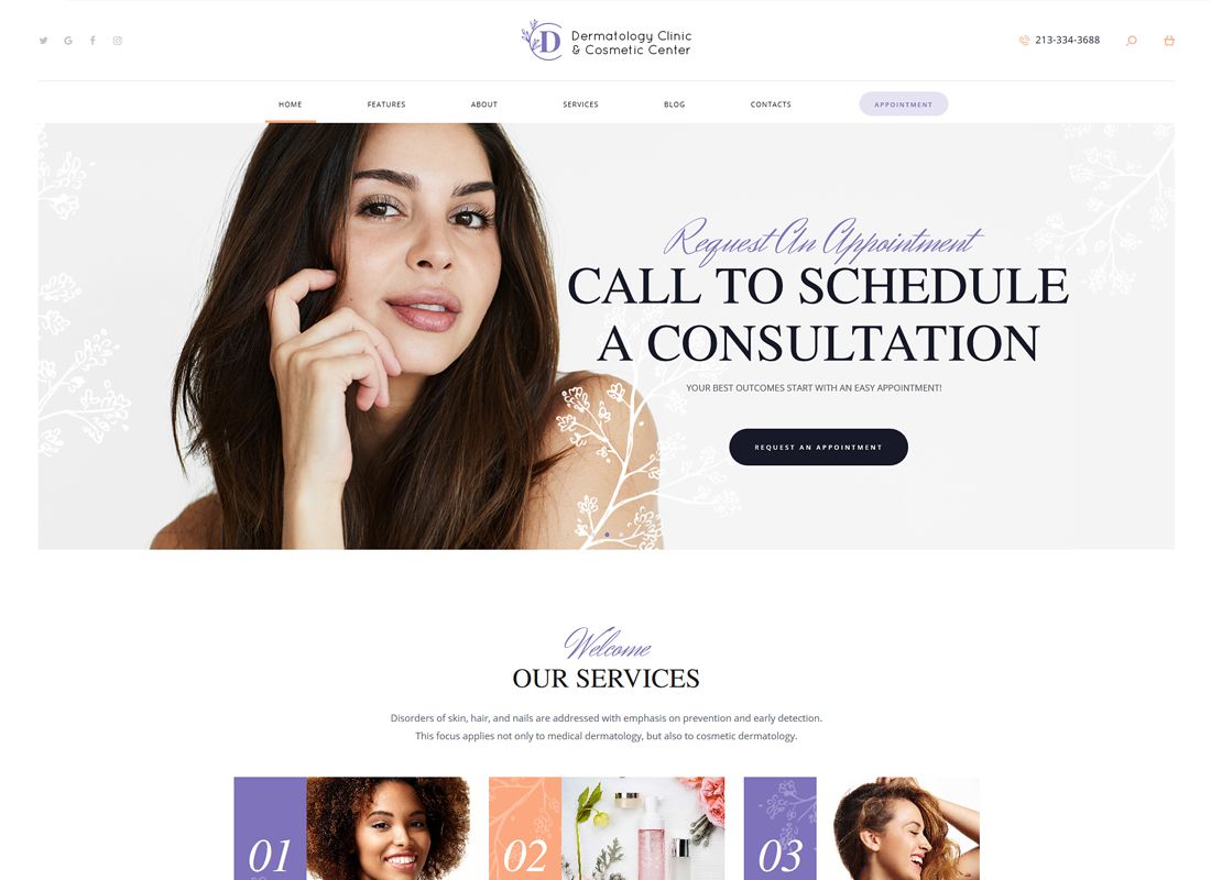 D&C | Motyw WordPress Klinika Dermatologii i Centrum Kosmetologii