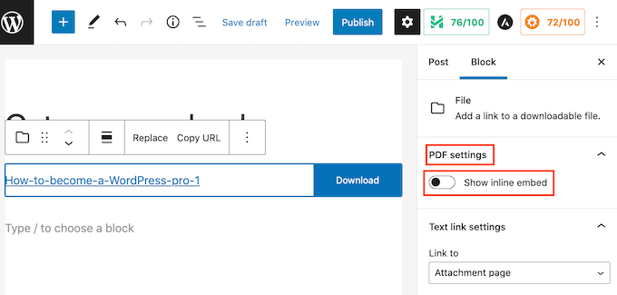 WordPress 파일 블록 사용자 정의 Customizing the WordPress File block