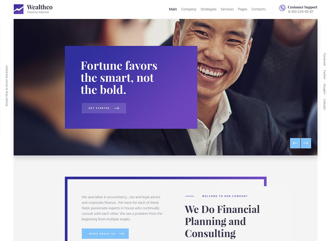 WealthCo - موضوع وورد للاستشارات المالية والتجارية الجديدة