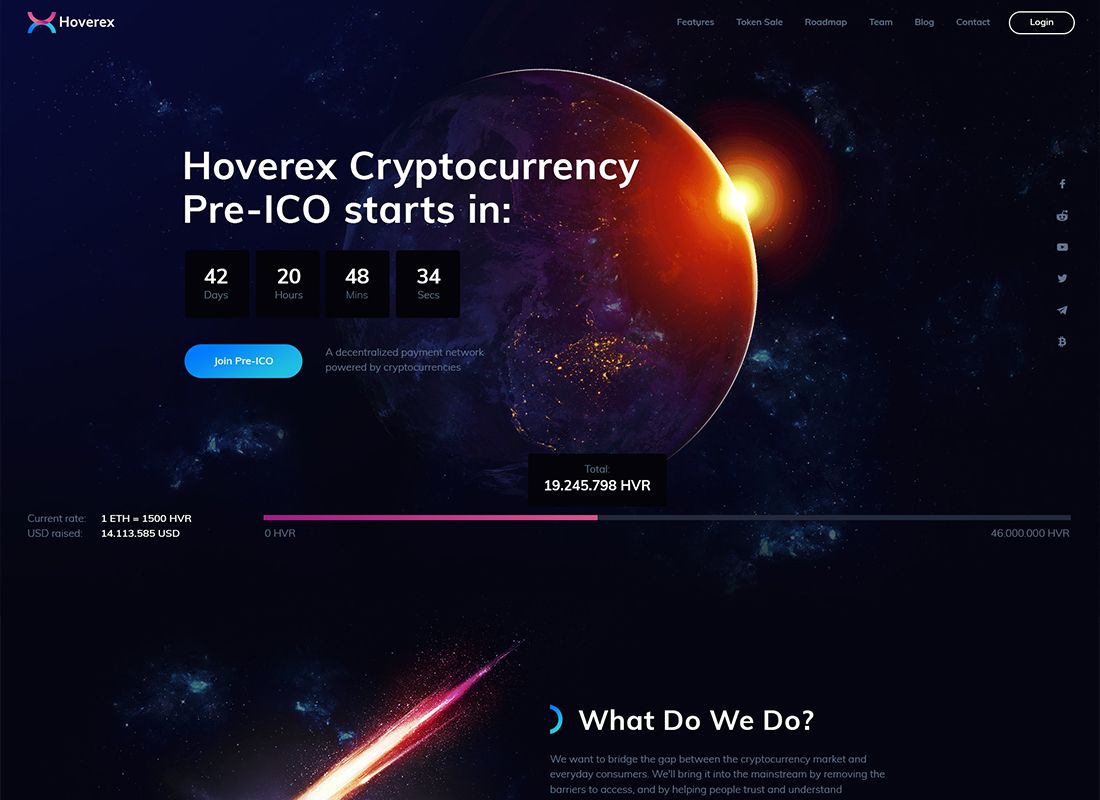 Hoverex - موضوع وورد للعملات المشفرة و ICO + الإسبانية
