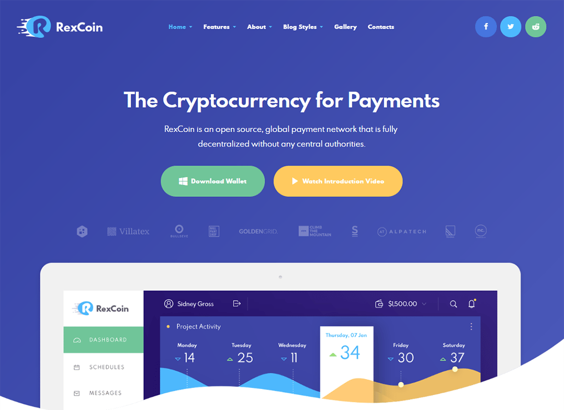RexCoin - سمة ووردبريس للعملات المشفرة والعملات متعددة الأغراض