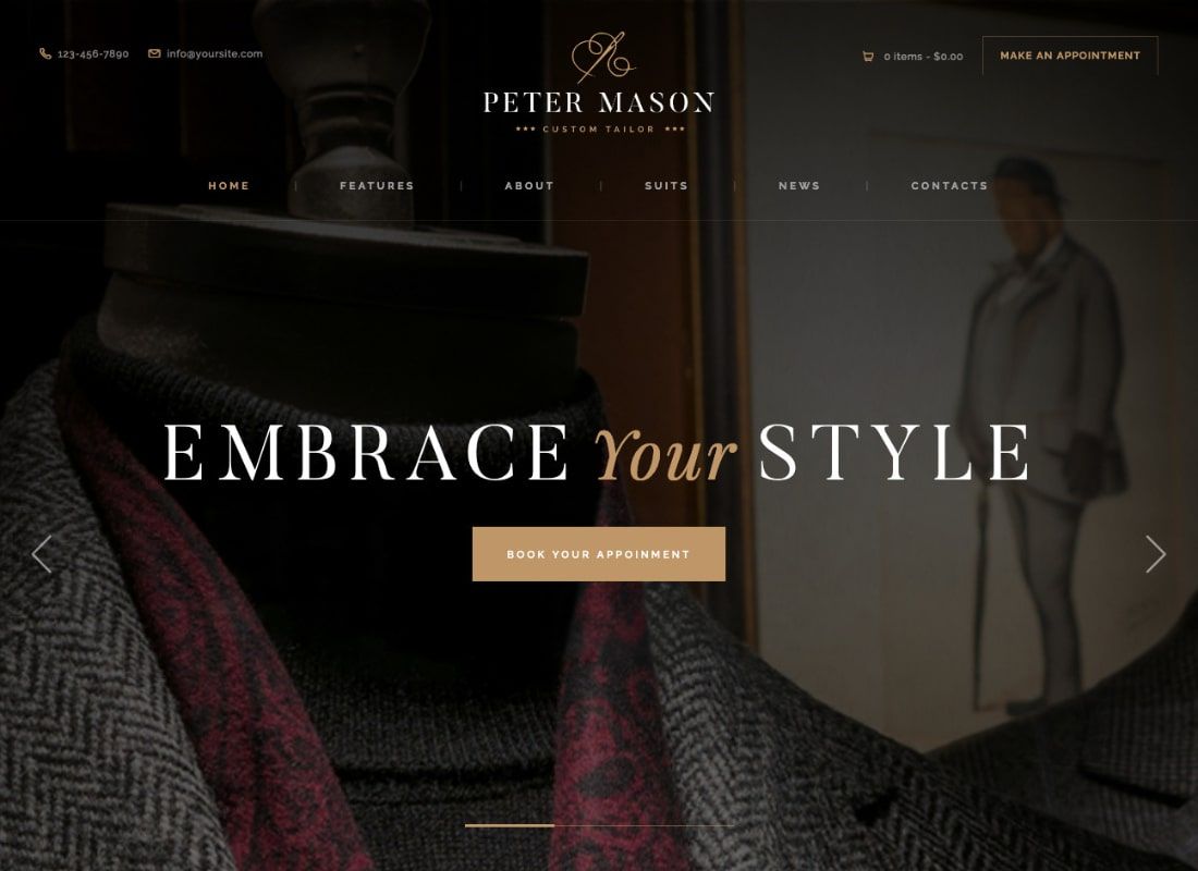 Peter Mason | Tema WordPress Toko Pakaian dan Penjahit Kustom