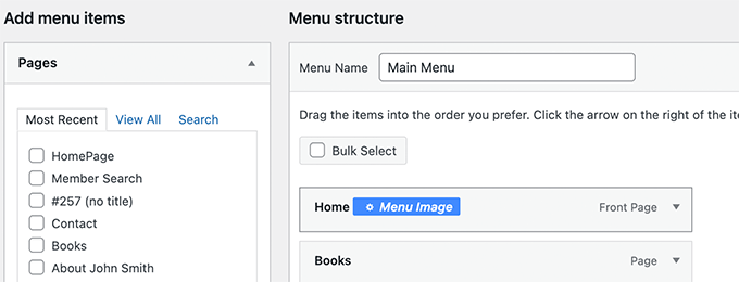 Pulsante Immagine del menu Menu Image button