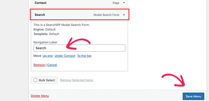 Cambia etichetta di ricerca Change search label