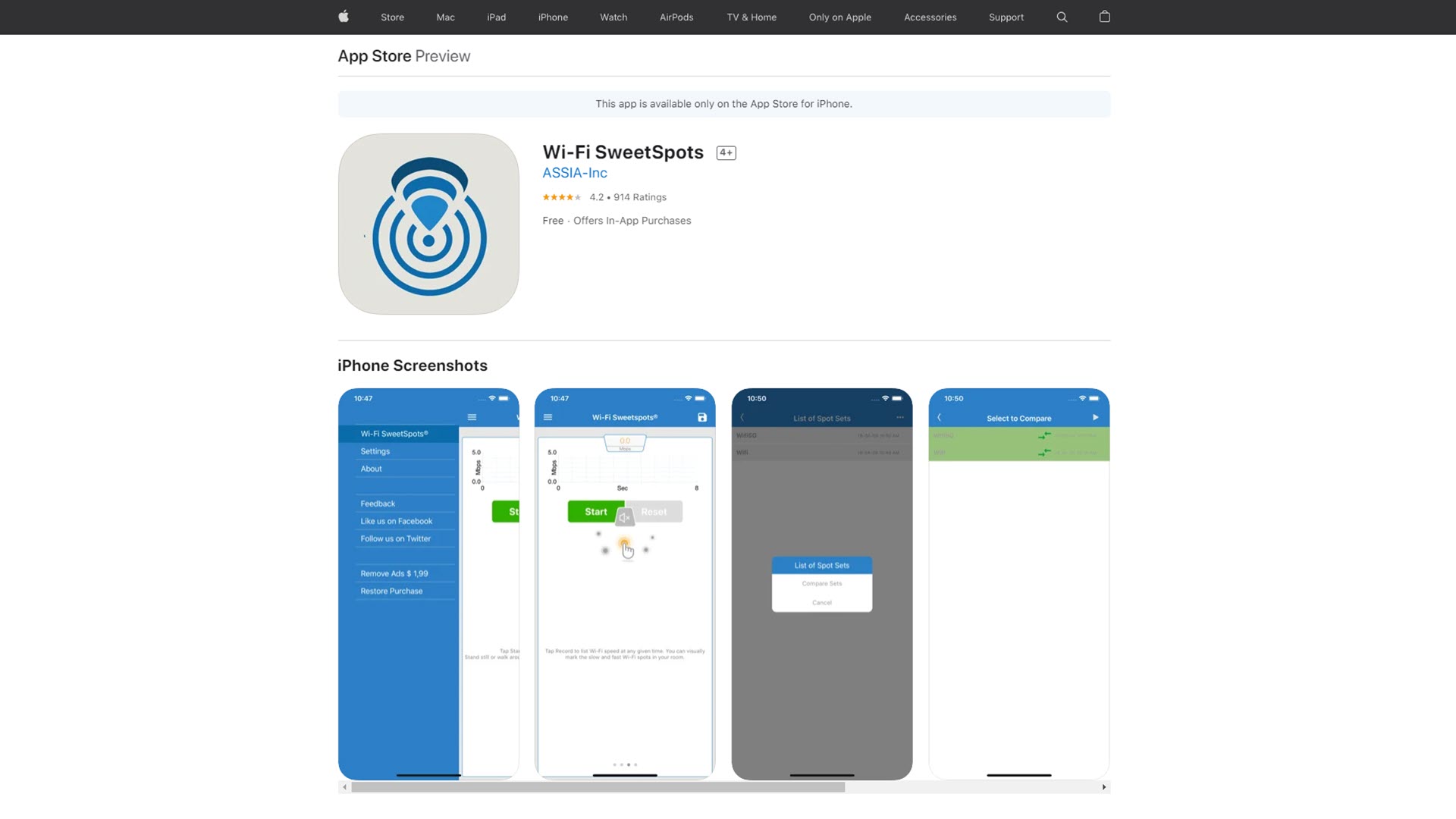 App Store 上的 Wi-Fi SweetSpots 截图