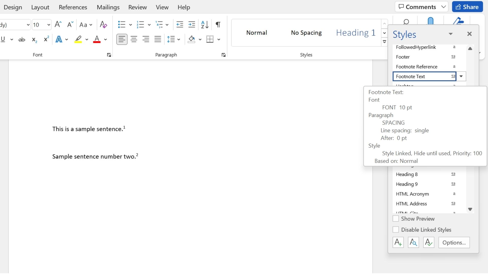 Membuka alat Gaya di Microsoft Word