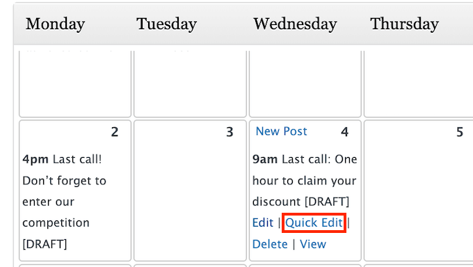 editorial-edición-rápida The Editorial Calendar 'Quick Edit' link