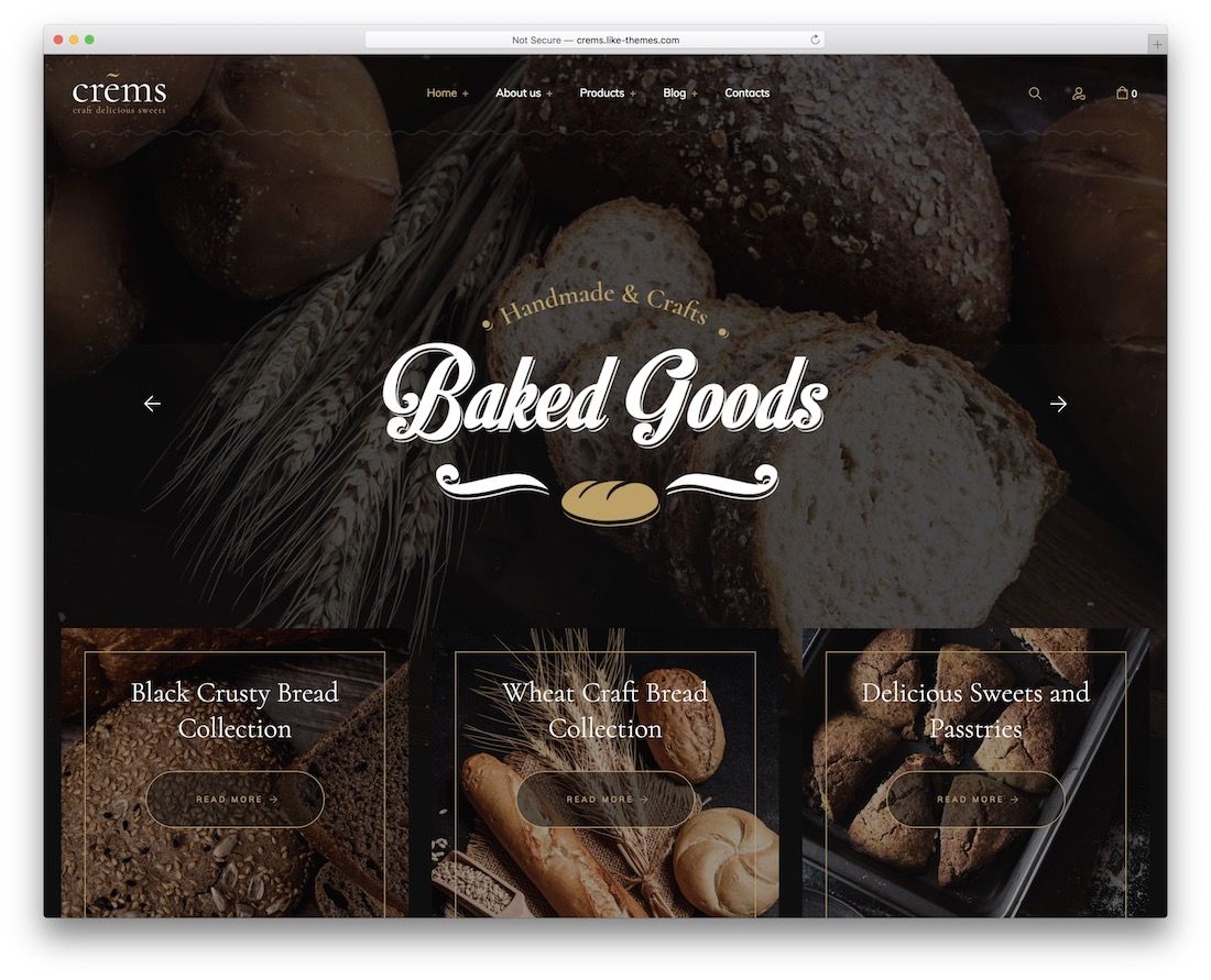 crems - tema de panadería de wordpress