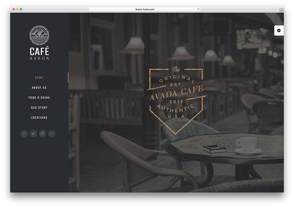 avada - tema de WordPress para cafetería local