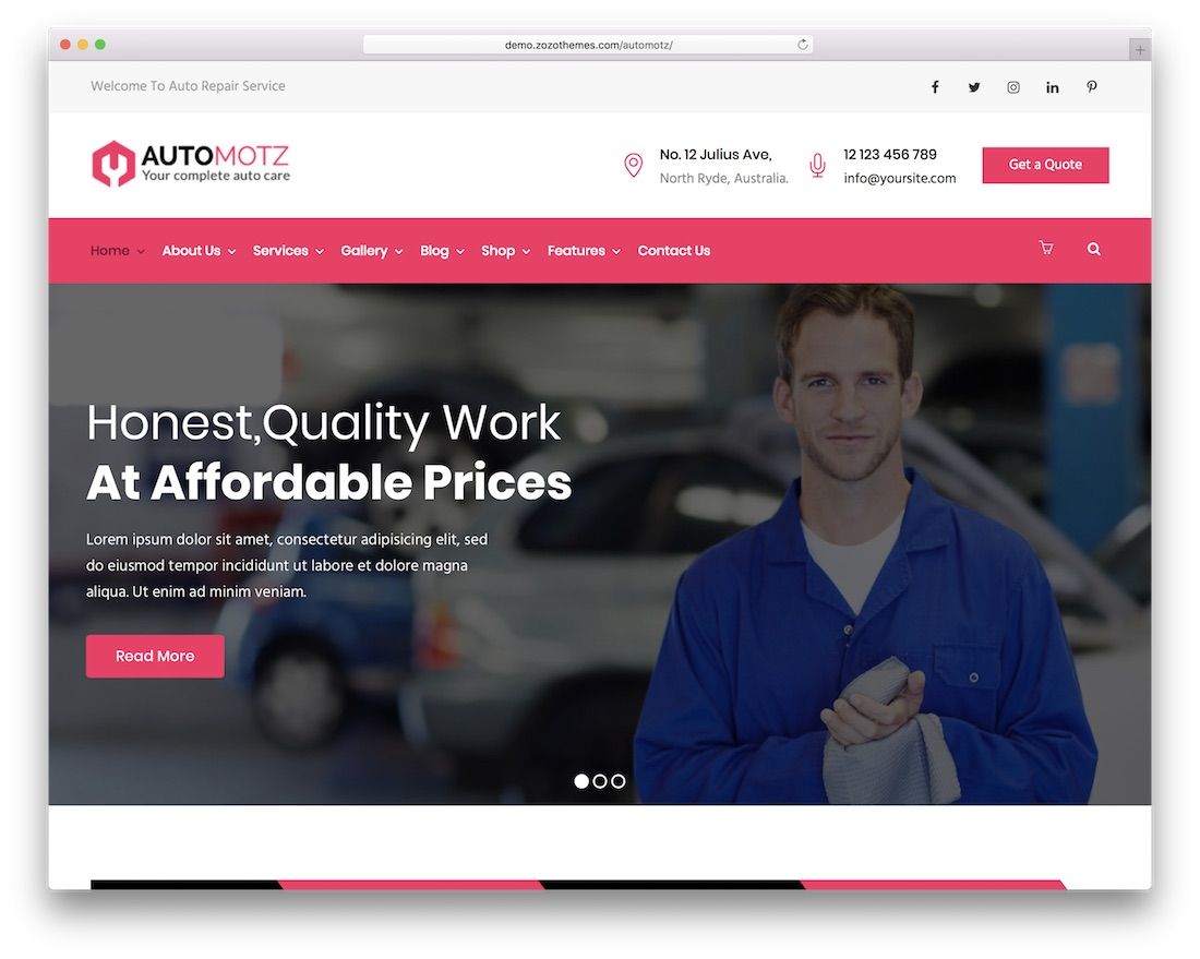 automotz 汽車服務 wordpress 主題