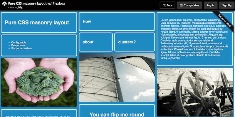 Reines CSS-Mauerwerk-Layout mit Flexbox