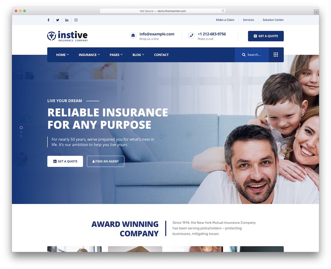 templat situs web asuransi inventif