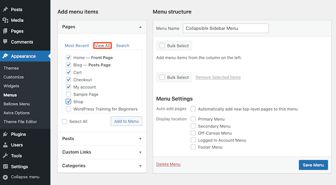 wordpress-添加菜单 Adding pages to your WordPress menu.