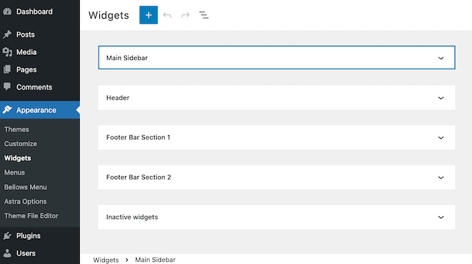 外观小部件侧边栏 Configuring the collapsible sidebar menu.