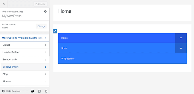 wordpress-customizer-可折叠 Configuring your collapsible menu in the WordPress Customizer.