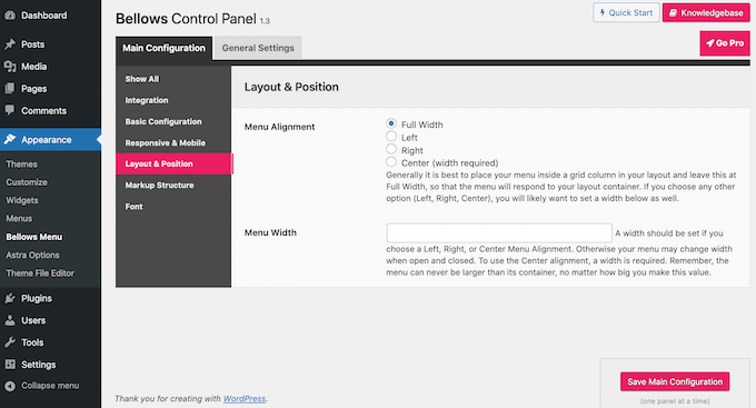 波纹管布局位置 Placing the collapsible menu on the WordPress website.