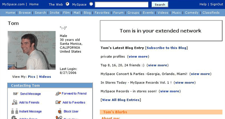 قناة الوسائط الاجتماعية المتوقفة: myspace