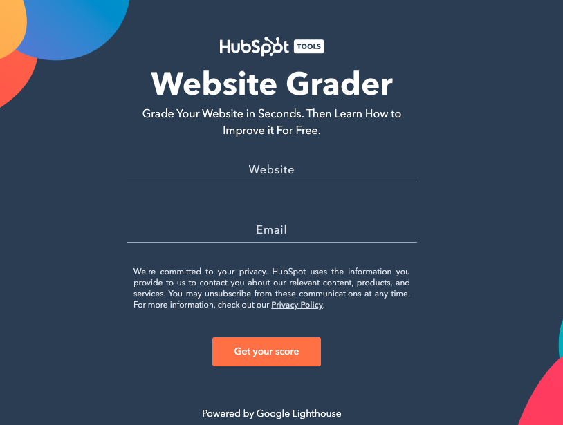 CRO 분석을 위한 최고의 전환율 최적화 도구: HubSpot 웹사이트 그레이더