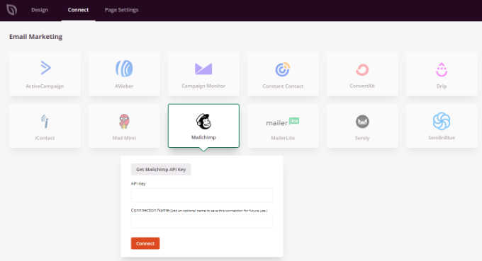 SeedProd oluşturucu içinde API anahtarını girin
