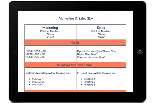 HubSpot 的免费营销和销售 SLA 模板