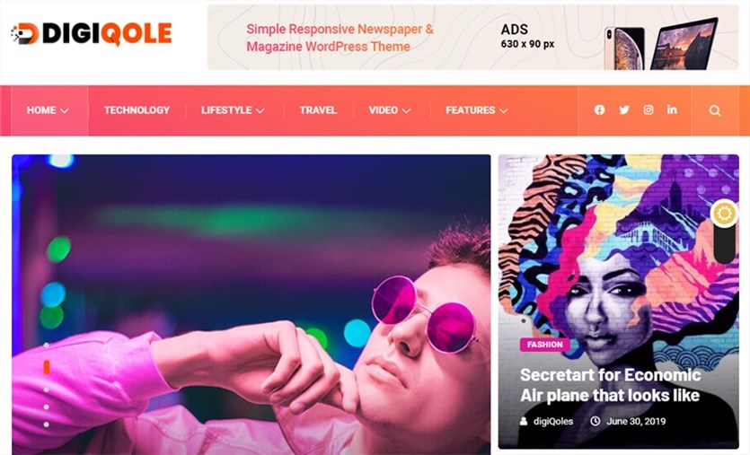 Лучшая тема WordPress для начинающих Digiqole