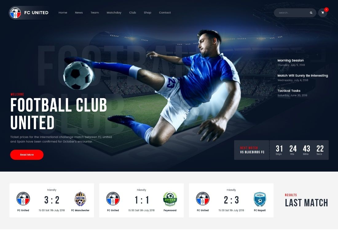 FC 유나이티드 | 축구, 축구 및 스포츠 WordPress 테마 + RTL